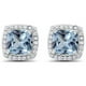 thumbnail image 1 of Paris Jewelry Aretes de Aguamarina de Talla Princesa con Halo Creado de 4 Pza en Oro Blanco de 18 Pza, 1 of 2