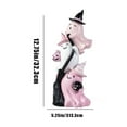 thumbnail image 2 of 13”H Halloween Stacked Ghost Figurine Table Decor, Resin Gothic Ghost with Broom Pumpkin Pockets Table Statue Decoration for Halloween Party Tabletop Figurine, 2 of 3