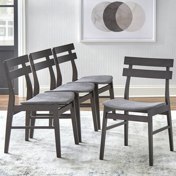 TMS Fiesta Mid-Century Wood Dining Room Chairs , Walnut - Set of 4