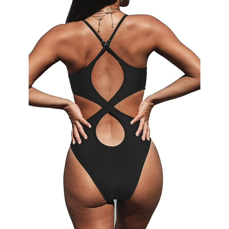 CUPSHE Women Cut Out Ruched One Piece Swimsuit V Neck High Cut Thin Straps Bathing  Suit,XS Black : : Clothing, Shoes & Accessories