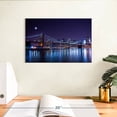 thumbnail image 3 of Elephant Stock Brooklyn Bridge Glow Wall Art - Horizontal Canvas Wall Art - Living Room Wall Decor - Architecture Canvas - Black And Blue Decor - 12" x 8", 3 of 8