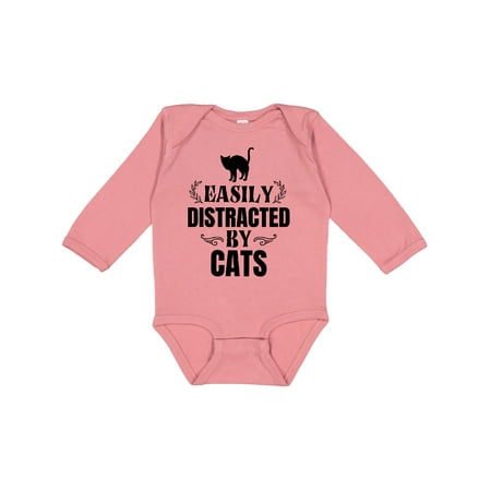 

Inktastic Easily Distracted by Cats Gift Baby Boy or Baby Girl Long Sleeve Bodysuit