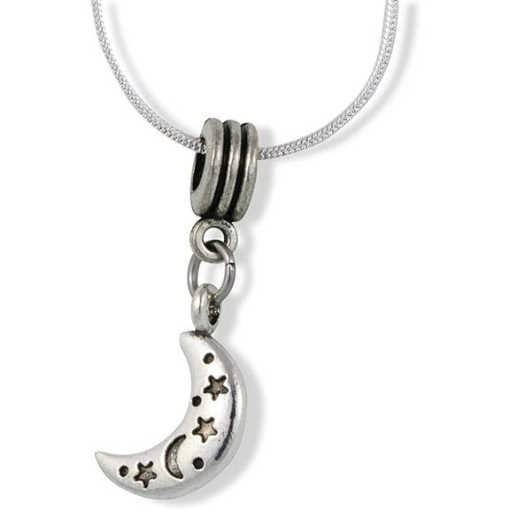 Emerald Park Jewelry Moon with Moon and Stars on it Charm Snake Chain Necklace