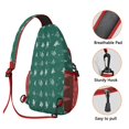 thumbnail image 3 of Sling Backpack,Green Christmas Tree and Snow Pattern Sling Bag with Water Bottle Holder,Waterproof Sling Bag for Men/Women with Headphone Jack for Hiking,Travel, 3 of 6