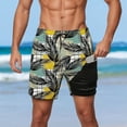 thumbnail image 2 of Men's Swim Trunk Coconut Trees Quick Dry 2 In 1 Swim Shorts Board Shorts With Pockets Beach Swimwear Grey XXL, 2 of 5