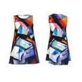 thumbnail image 7 of Rocae Abstract Cubist Printer for Sleeveless Dresses Summer Casual Ruffle Sleeveless Cute Crew Neck Flowy Dress with Pockets, 7 of 7