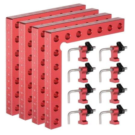 Corner Clamp 90 Degree 5.5" Right Angle Clamp Set for Woodworking 4packs Red