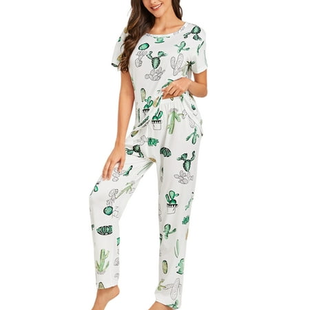 

Pajamas for Womens Nightwear Two Piece Outfits Short Sleeve Sleepwear Sets Summer Comfy Loose Pajama Sets Tie Dye Top and Pants