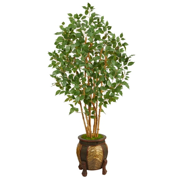 Nearly Natural 5.5ft. Ficus Bushy Artificial Tree in Decorative Planter