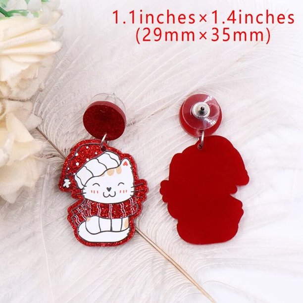 Pendientes acrílicos de Navidad para mujer, joyería CN Drop Cat con gorro de Papá Noel, nuevo producto, 1 par