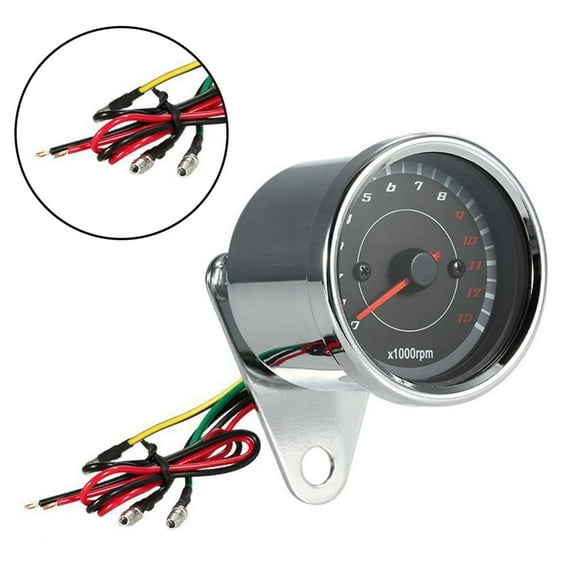 Fule Durable 12V Universal Motorcycle Tachometer Meter LED Backlight 13K RPM Shift