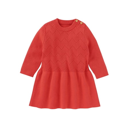 

Musuos Baby Girls Fall Winter Casual Sweater Dress Long Sleeve Knit Dresses