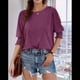 thumbnail image 4 of Blusa Tipo Túnica Informal con Cuello Redondo y Ligera para Mujer, Color Rojo Vino M, 4 of 6