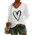 thumbnail image 2 of Pompotops T-Shirt à Manches Longues à Col en V Imprimé Décontracté pour Femmes, Chandail, Hauts, Liquidation, 2 of 4