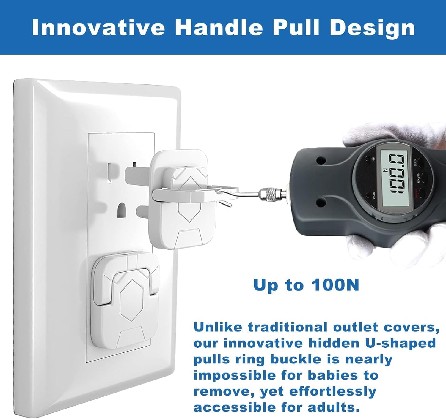 Plug Protector Units, Electrical Contact Protectors, 50pcs-2 and 3 Hole, Child Safe Plastic Covers, With Hidden Handle for Family and Office (A)