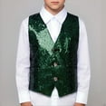 thumbnail image 2 of PRfgtbd Boys Vest For Stage Performance Glitter Sequins Tops Formal Sleeveless Vests For Kids Shows And Party Fashion Clothing Tops Classic Fit T-Shirt, 2 of 4