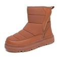 thumbnail image 2 of LYHao Girls Winter Boots Slip Warm Fleece Lined Thick Sole Outdoor Cold Weather Footwear For Toddler Kids ,Girls Boots Sizes 7 Brown(13-13.5 Years), 2 of 6