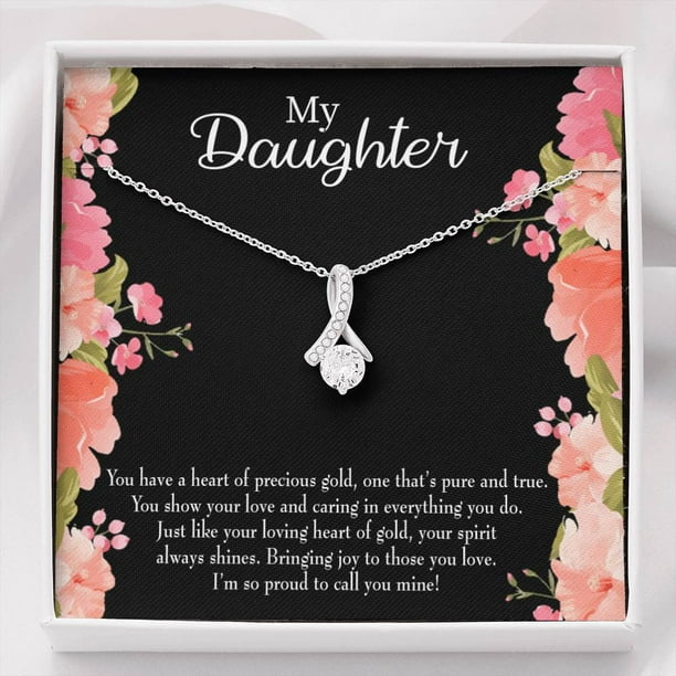 Express Your Love Gifts Daughter Gift I M So Proud To Call You Mine Eternity Ribbon Stone Pendant 14k White Gold Stainless Steel 18 22 Walmart Com Walmart Com