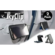 The SkyClip - (Black, 2 Pack) Airplane Cellphone Seatback Tray Table Clip and Sturdy Phone Stand, Compatible with iPhone, Android, Tablets, and Readers