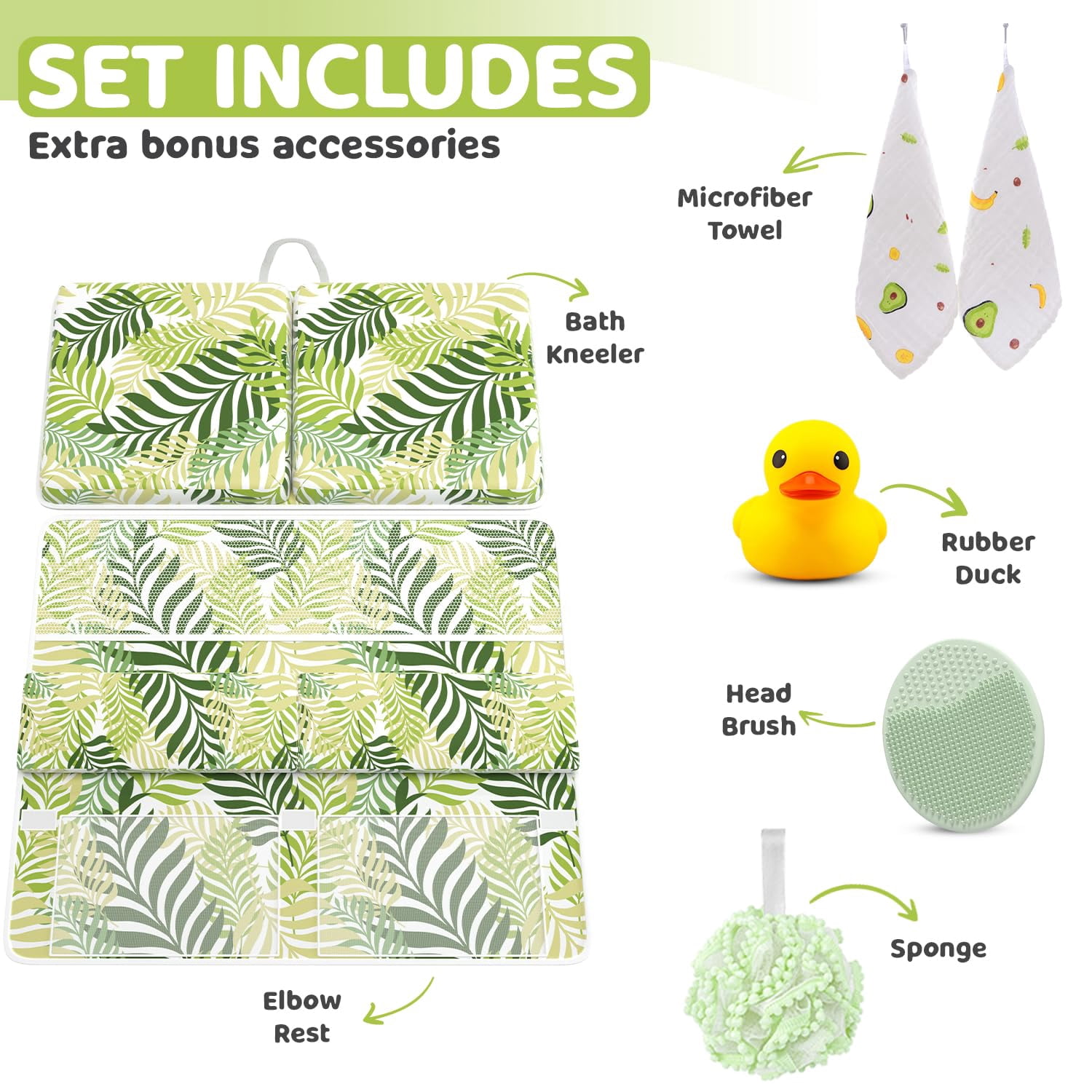 Sleepah Bath Kneeler and Elbow Kneeling Rest Pad Set for Baby Bathing – Waterproof Soft Organizer Quick Drying Foldable Non-Slip for Baby & Toddler Bath Time Toys Sponge Cloth (Floral)