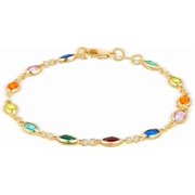 COVE 18K Gold Plated Multicolor Crystal Bracelet for Women, 7.5 inches, Made in Brazil