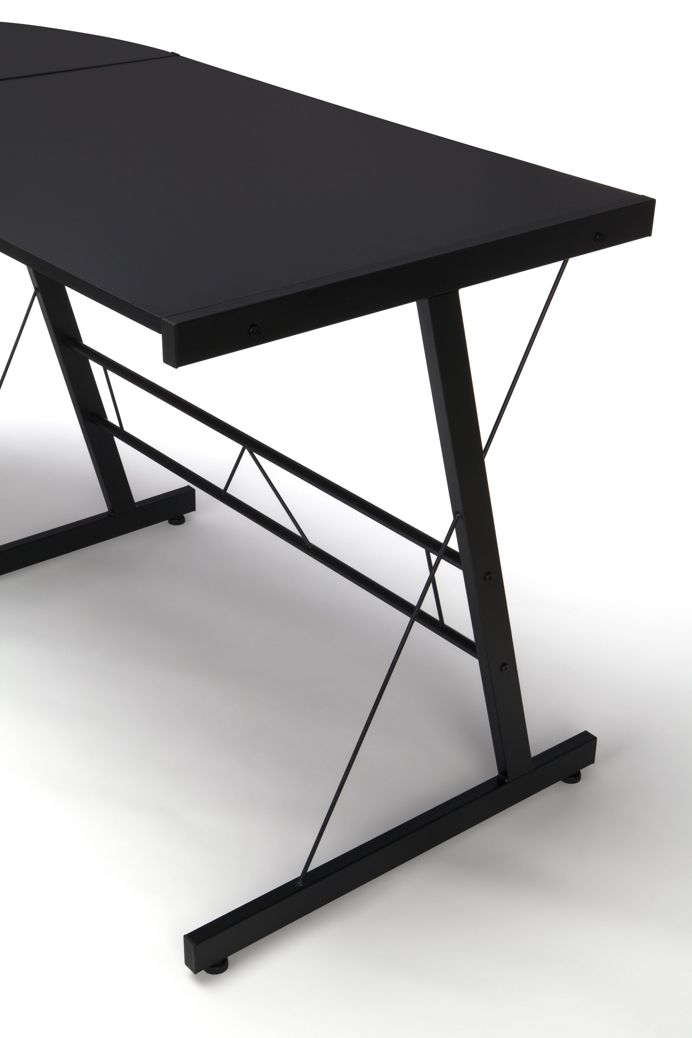 OFM Essentials Collection Racing Style Gaming Chair and 60" L-Shaped Desk, Office Bundle, in White/Black (PKG-W-E02-WH-BLK)