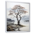thumbnail image 2 of Designart "Grey Tree Monochrome Landscape I" Floral Floater Framed Canvas Art Print, 2 of 7