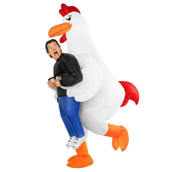 Morph Chicken White Pmu Inflatable Costume Adult Halloween Costume For Unisex Silver One Size
