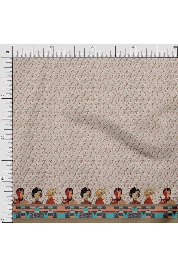 Poly Georgette Fabric Human Figure Panel Fabric Prints by Yard 42 Inch Wide