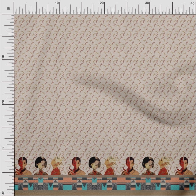 Soimoi Cotton Voile Fabric Human Figure Panel Print Sewing Fabric Yard 42 Inch Wide