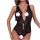thumbnail image 4 of Conjunto de lencería sexy de encaje cruzado en la espalda de color sólido de una pieza sexy de moda para mujer Fridja  nalpqowj38069, 4 of 9