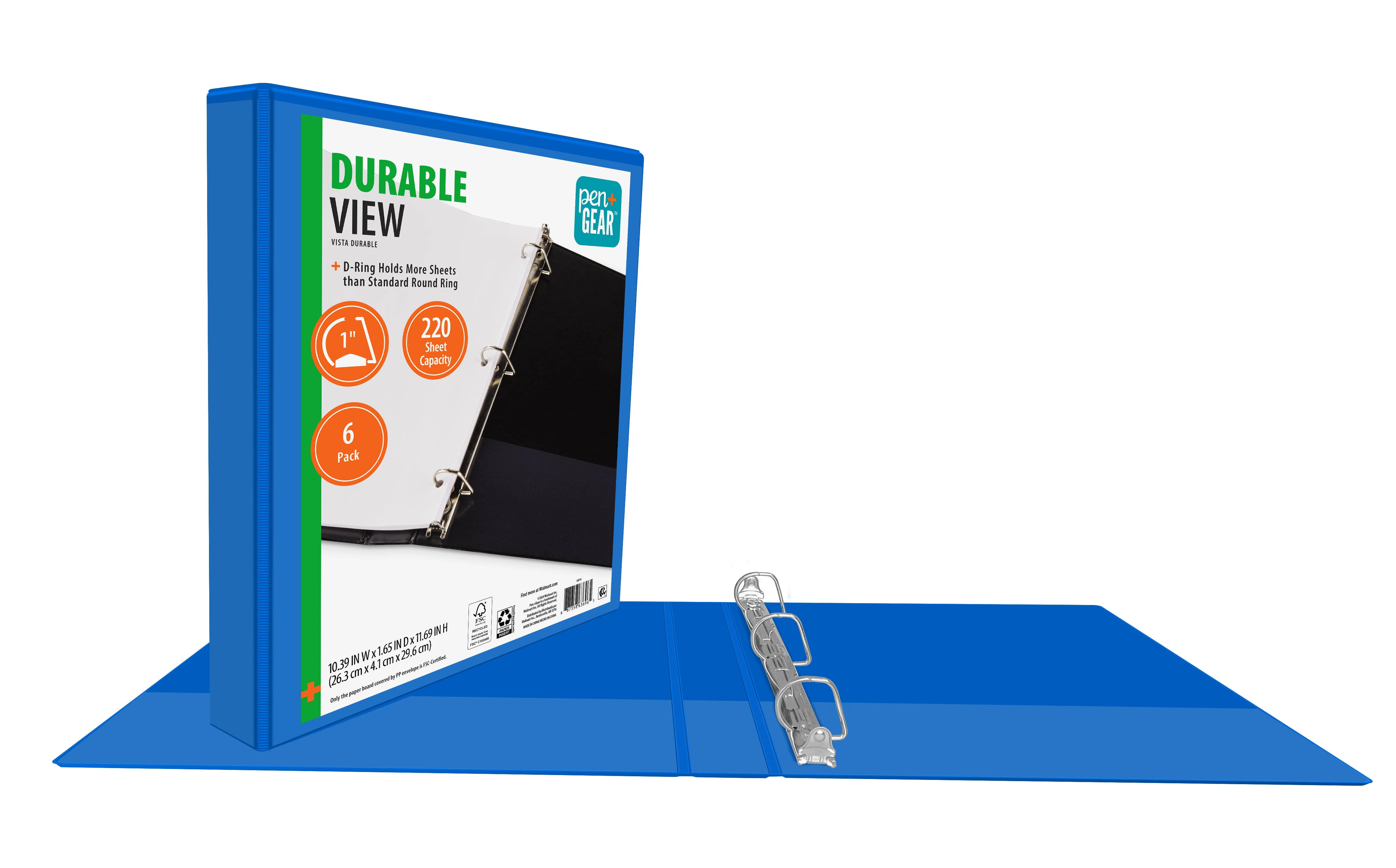 Pen + Gear 1-inch Durable Binder, Blue, 6 Pack