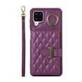 thumbnail image 2 of ELEHOLD Wallet Crossbody for Samsung Galaxy A12 Case with Lanyard Wrist Strap Credit Card Holder, PU Leather Protective Phone Case with Ring Holder,Deep Purple, 2 of 5