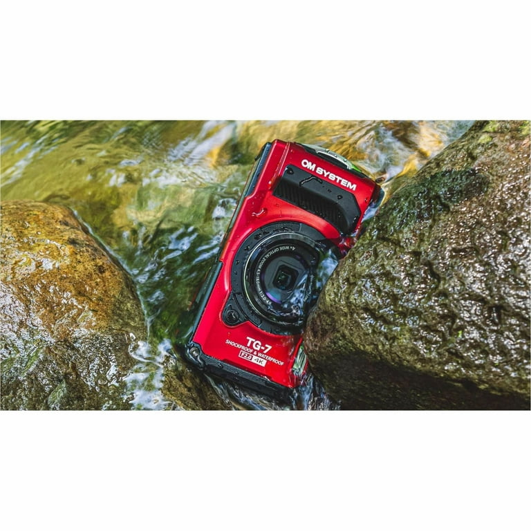 OM System Tough TG-7 Red Underwater Camera, Waterproof