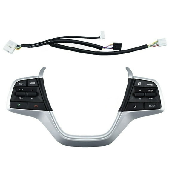 Steering Wheel Control Switch Button For Hyundai Elantra 1.6L 2016-2019, Multi-Funetion Steering Wheel Remote Volume Button Cruise Control Switch-silver