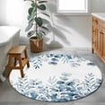 thumbnail image 3 of Round Area Rugs Collection 3 Ft, Blue Eucalyptus Leaves Non-Slip Residential Carpet, Watercolor Spring Summer Botanical Indoor Crawling Mats Doormat Runner Rugs Play Mat for Bedroom, 3 of 8