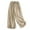 Beige, variant on Womens Elastic Waist Pants Casual Loose Fit Straight Wide Leg Capris Cotton Linen Capri Pants