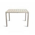 thumbnail image 1 of F. Corriveau International Ristorante 38" x 27" Outdoor Patio Table – Aluminum with Umbrella Hole, Greige, 1 of 4