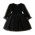thumbnail image 5 of LNMQLPDBS Dress for Christmas Party Blue Christmas Dress Girls Size 7 Christmas with Bow in Back Green Velvet Dress Santa Outfit 5t Girl Clothes, Black 4 Years, 5 of 5