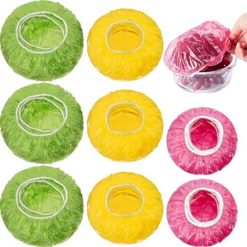 120 Pieces Reusable Elastic Food Bowl Storage Covers 3 Size Colorful Bowl Covers Dish Plate Plastic Cover for Family Outdoor Picnic