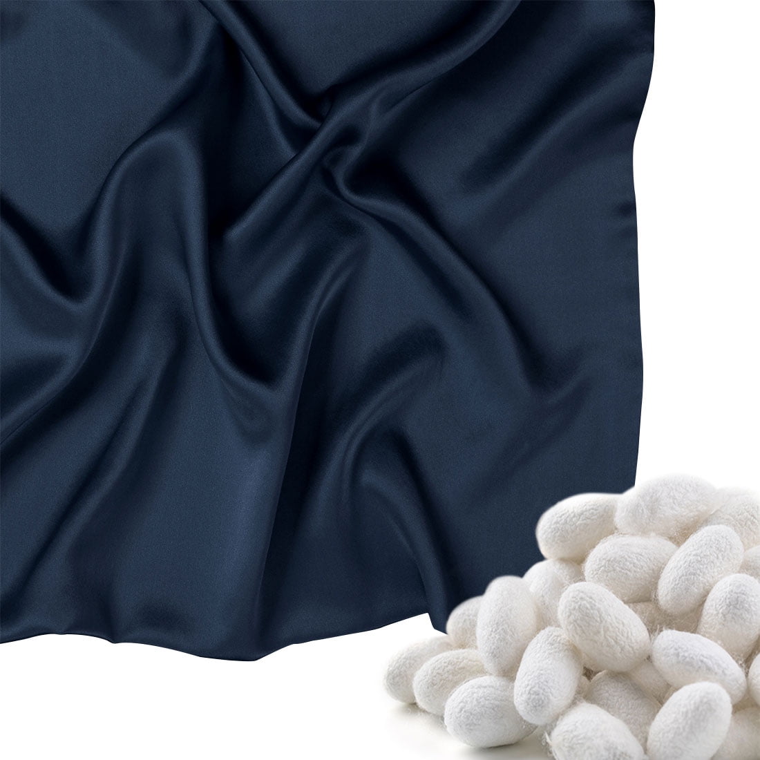Unique Bargains 2-Pack 19 Momme 100% Silk Pillowcases Navy Blue Standard