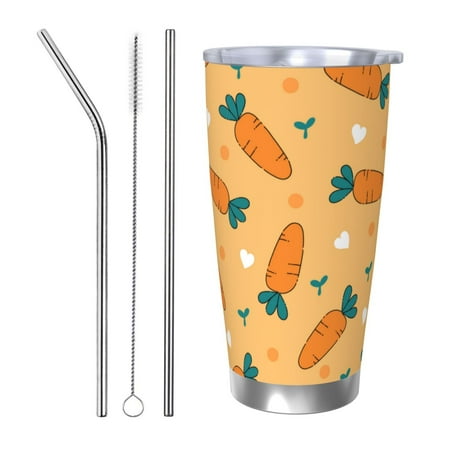 

Bingfone Love Carrot for 20 Oz Stainless Steel Travel Mug Double Wall Water Coffee Cup for Home Office Outdoor Works Great for Ice Drinks and Hot Beverage-Straw Three-piece Set