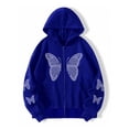 thumbnail image 5 of WTOBBY Women's Casual Loose Winter Butterfly Zipper Hooded Long Sleeve Pocket Jacket, Comfortable and Fashionable Outerwear with Unique Zipper Design,Royal Blue M, 5 of 5