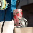 thumbnail image 3 of 20 Oz Pink Strawberry Plants Fruit Coffee Tumbler Double Wall Insulated Stainless Steel Water Bottle | Metal Reusable Thermoses Flask with Cup Cap | Leak & Sweat Proof with Anti-Dust Lid, 3 of 7
