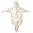 thumbnail image 2 of FORMRS Wearable Blanket Hoodie with Sleeves for Kids Cozy Flannel Sweatshirt, Pastel Pink Geometric, 2 of 7