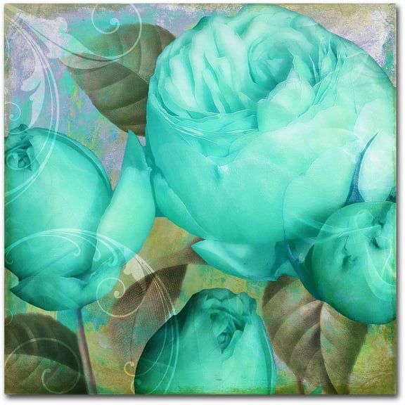 Trademark Fine Art "Aqua Rose II" Canvas Art by Color Bakery