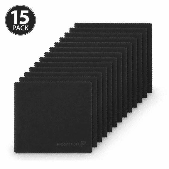 Fosmon Eyeglass Cleaning Cloths (15 Pack) 6"x7", Microfiber Glasses Cleaning Cloth for Camera Lens, Sunglasses, Watches, Electronics, Laptop Computer Monitors, LCD TV Screen