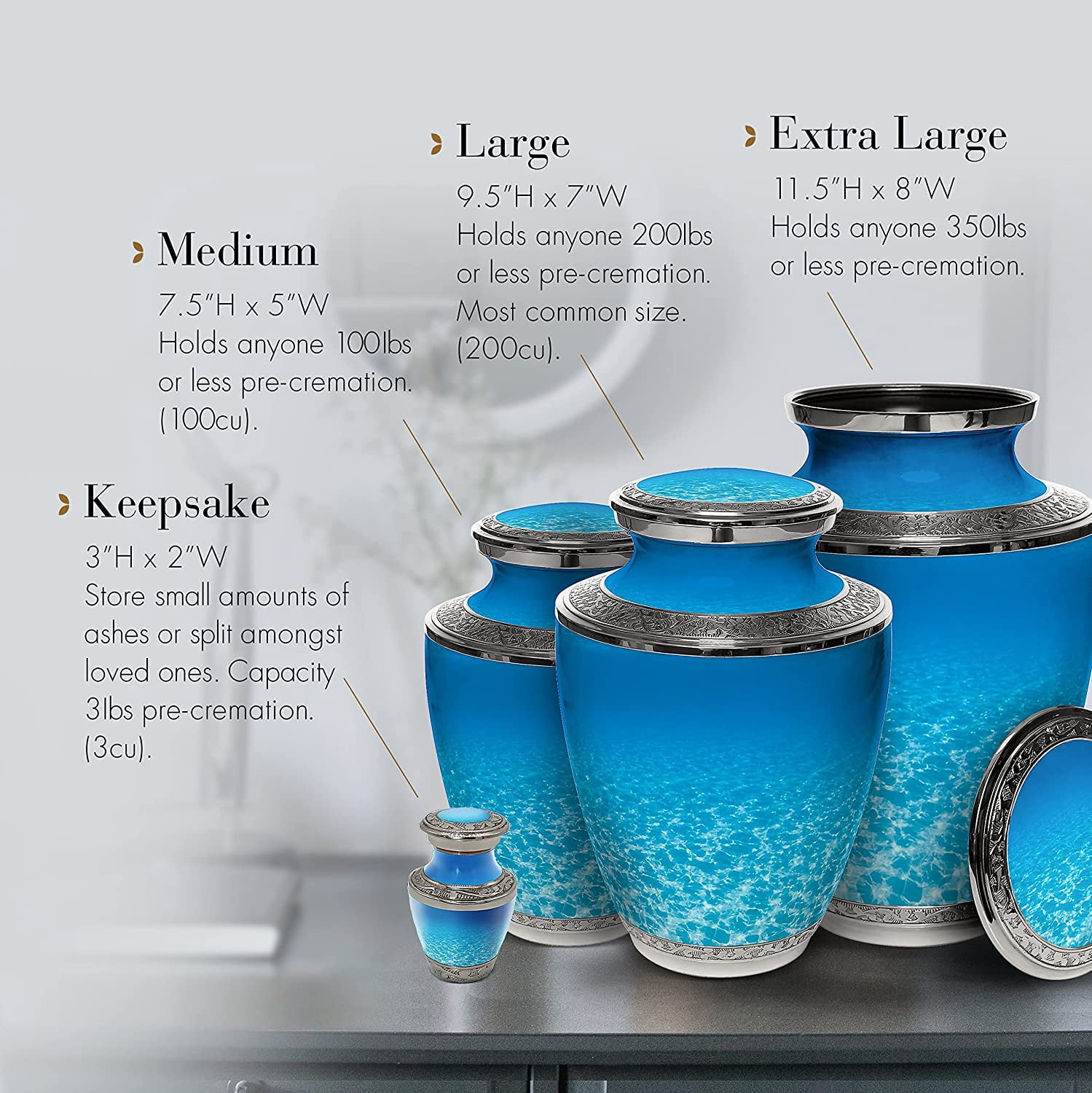 Ocean Tranquility Urn - Cremation Urns for Cremation Ashes Urns for Adult Cremation Ashes Urns for Ashes Urns for Adult Ashes - Cremation Urns for Human Ashes Large