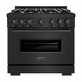 thumbnail image 2 of ZLINE 36 in. 5.2 cu. ft. Classic Dual Fuel Range with Gas Cooktop and Electric Convection Oven in Black Stainless Steel with 6 Brass Burners (CDRB-BR-36), 2 of 2