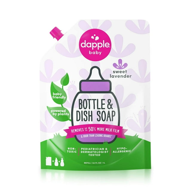 Paquete de recarga para biberón y plato Dapple Liquid Lavender, 1 litro